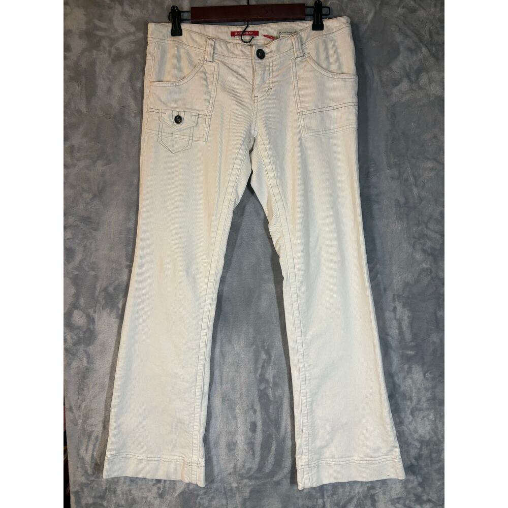 Vintage Y2K Unionbay White Corduroy Low Rise Flare Jeans Stretch 5 Patch Pockets - Picture 11 of 12